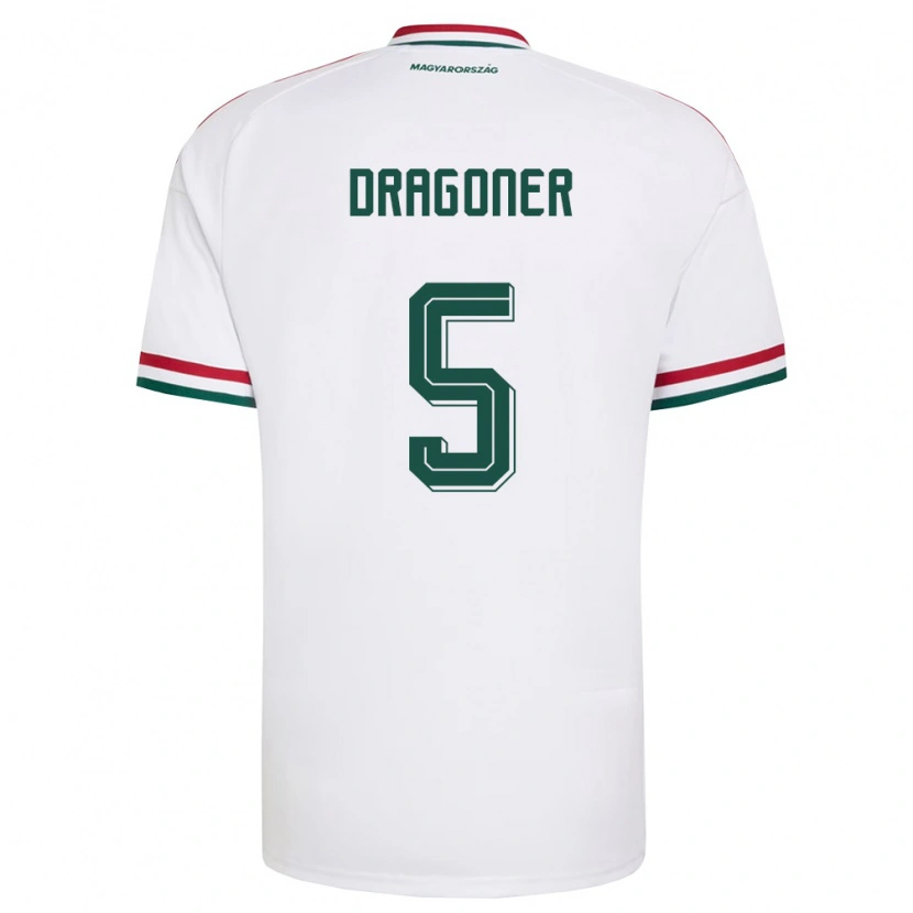 DanxenレディースハンガリーÁron Dragóner#5白 赤 緑アウェイシャツ26-28ジャージーユニフォーム