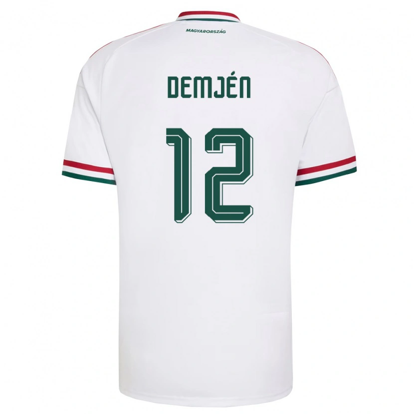 DanxenレディースハンガリーPatrik Demjén#12白 赤 緑アウェイシャツ26-28ジャージーユニフォーム