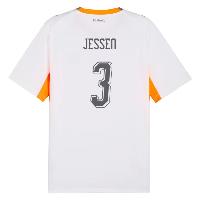 Danxenレディースアイスランドサンドラ・ジェッセン#3白 オレンジ 灰アウェイシャツ26-28ジャージーユニフォーム