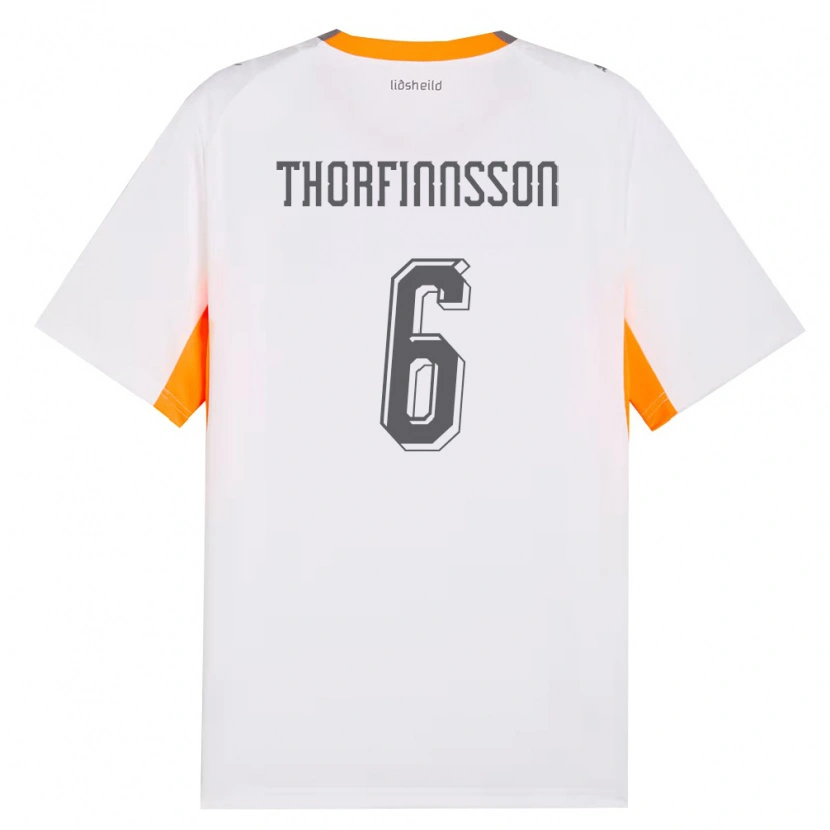 DanxenレディースアイスランドMikael Máni Thorfinnsson#6白 オレンジ 灰アウェイシャツ26-28ジャージーユニフォーム