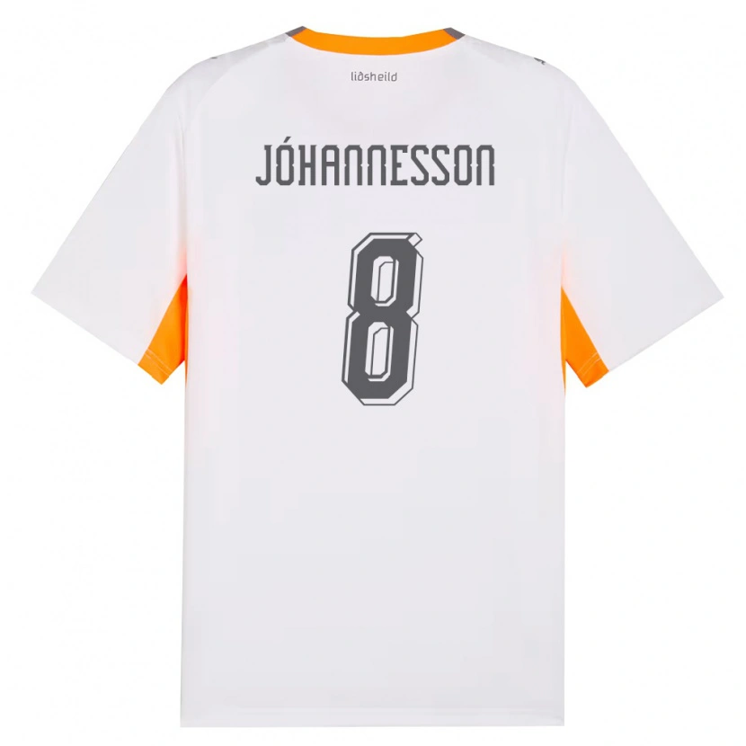 Danxenレディースアイスランドイサク・バーグマン・ヨハンネソン#8白 オレンジ 灰アウェイシャツ26-28ジャージーユニフォーム