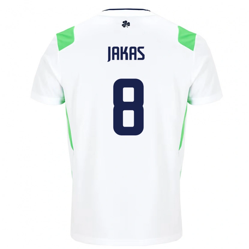 Danxenレディースアイルランド島Jorunas Jakas#8白 ライトグリーンアウェイシャツ26-28ジャージーユニフォーム
