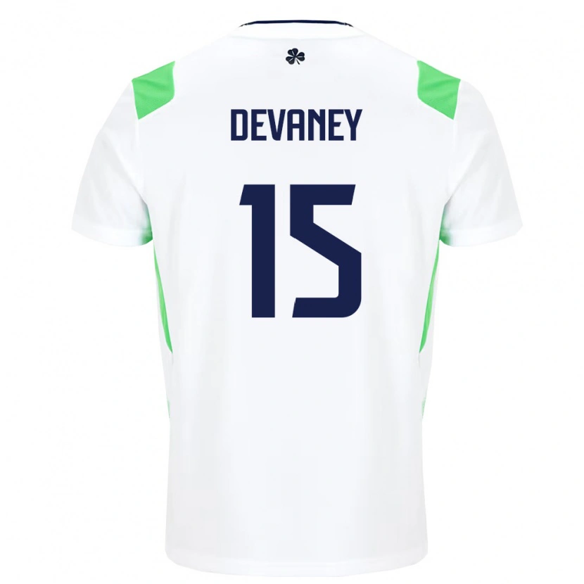 Danxenレディースアイルランド島ジェイコブ・デバニー#15白 ライトグリーンアウェイシャツ26-28ジャージーユニフォーム