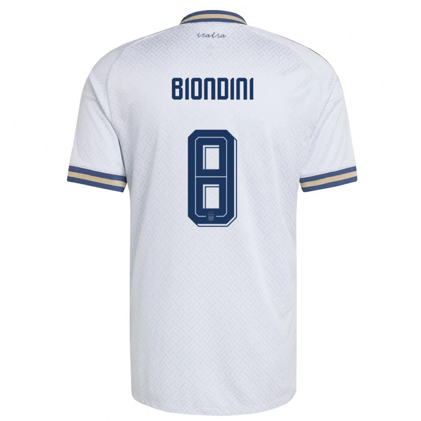 DanxenレディースイタリアEdoardo Biondini#8オフホワイト 紺 金アウェイシャツ26-28ジャージーユニフォーム