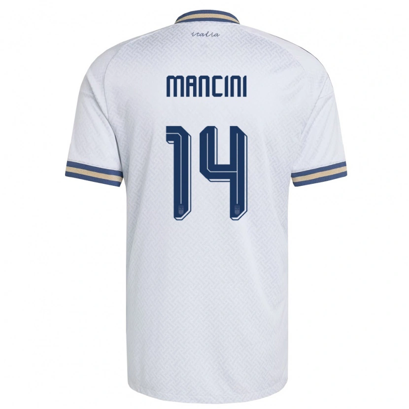 Danxenレディースイタリアジャンルカ・マンチーニ#14オフホワイト 紺 金アウェイシャツ26-28ジャージーユニフォーム