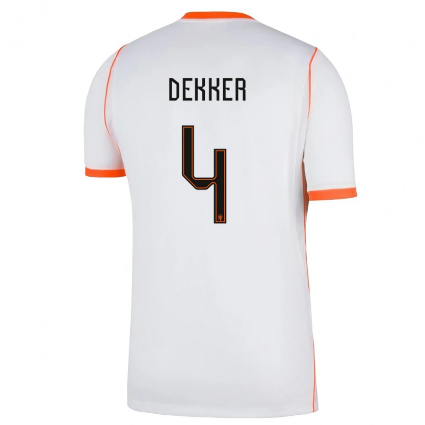 Danxenレディースオランダマキシム・デッカー#4白 オレンジアウェイシャツ26-28ジャージーユニフォーム
