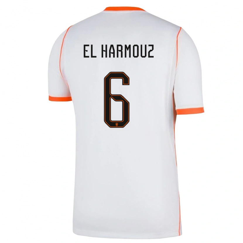 DanxenレディースオランダNassim El Harmouz#6白 オレンジアウェイシャツ26-28ジャージーユニフォーム