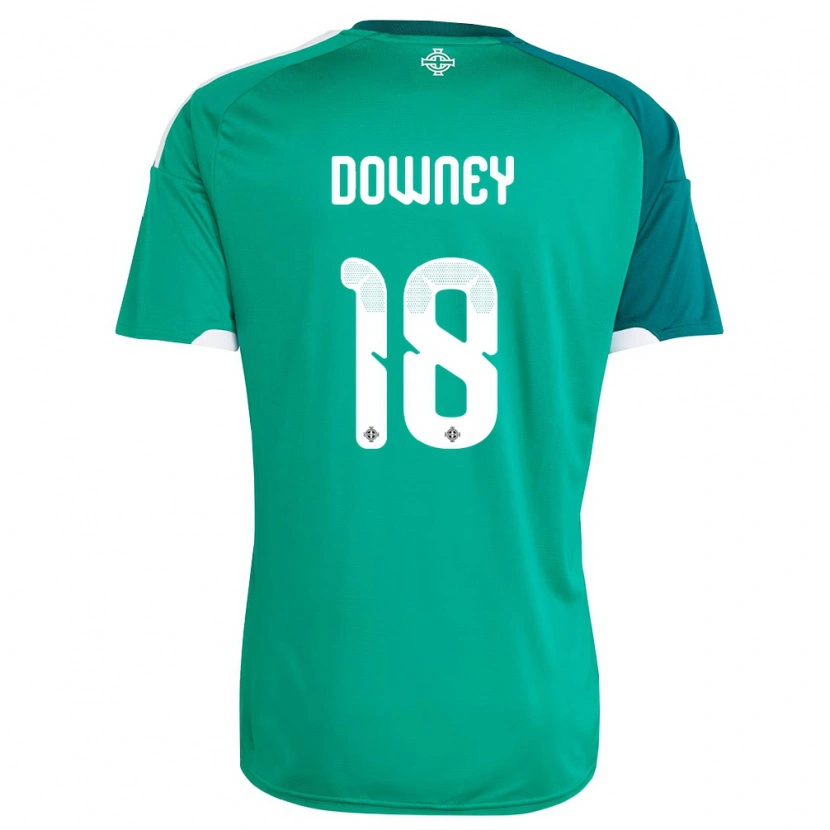 Danxenキッズ北アイルランドBrandon Downey#18緑 白ホームシャツ26-28ジャージーユニフォーム