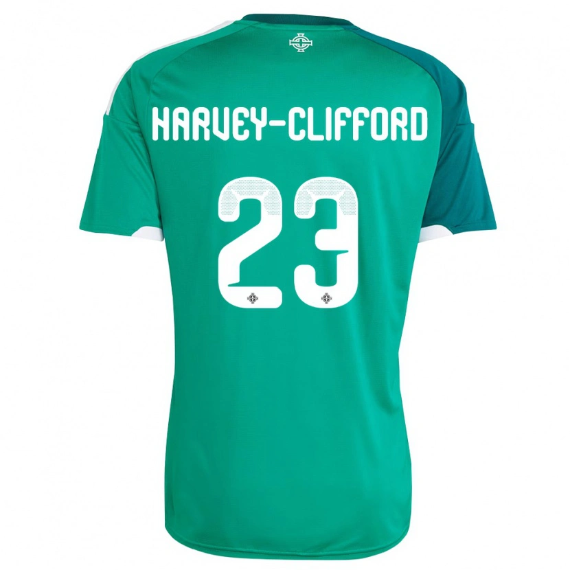 Danxenキッズ北アイルランドMaddy Harvey-Clifford#23緑 白ホームシャツ26-28ジャージーユニフォーム