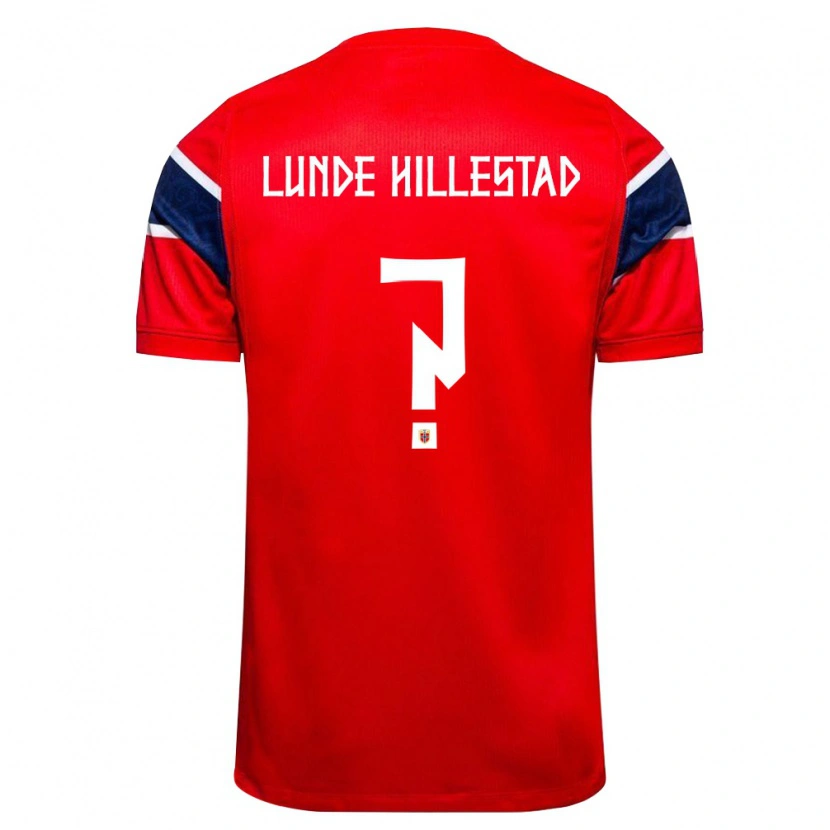 DanxenキッズノルウェーEmil Lunde Hillestad#0赤 紺 白ホームシャツ26-28ジャージーユニフォーム