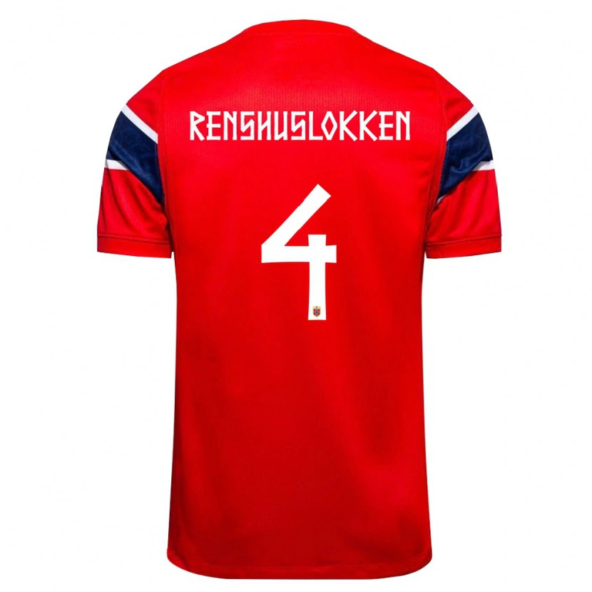DanxenキッズノルウェーJesper Renshusløkken#4赤 紺 白ホームシャツ26-28ジャージーユニフォーム