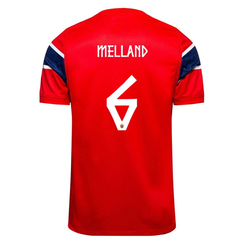 DanxenキッズノルウェーHenrik Melland#6赤 紺 白ホームシャツ26-28ジャージーユニフォーム