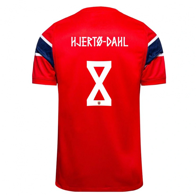 DanxenキッズノルウェーJens Hjertø-Dahl#8赤 紺 白ホームシャツ26-28ジャージーユニフォーム