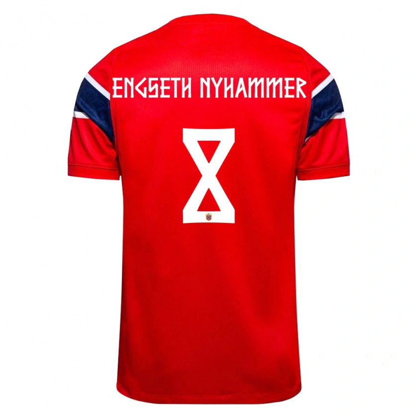 DanxenキッズノルウェーTroy Engseth Nyhammer#8赤 紺 白ホームシャツ26-28ジャージーユニフォーム