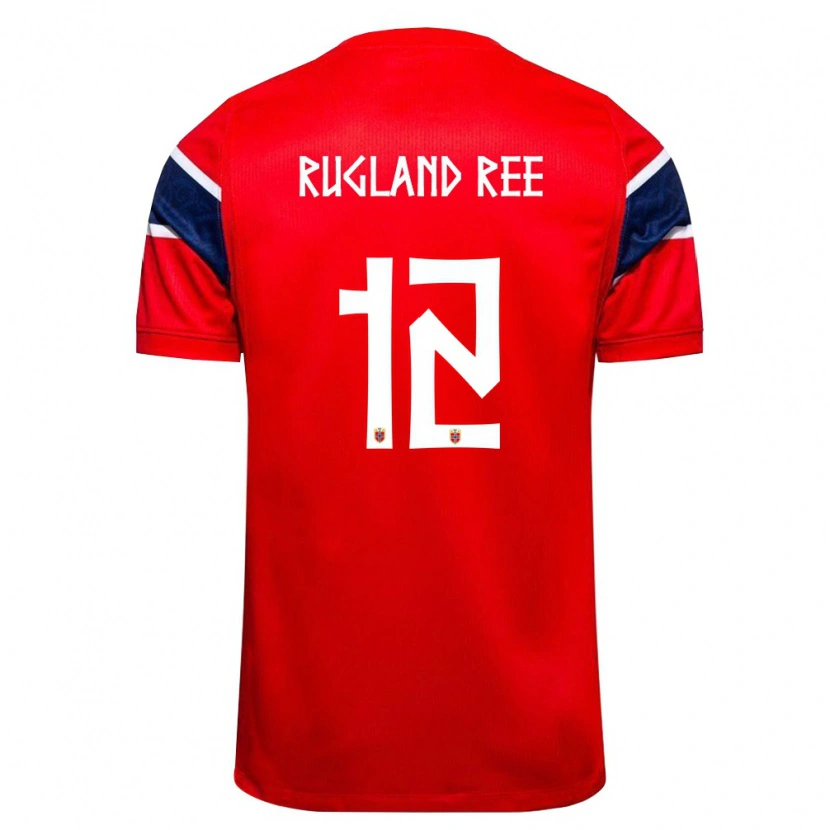 DanxenキッズノルウェーMagnus Rugland Ree#12赤 紺 白ホームシャツ26-28ジャージーユニフォーム