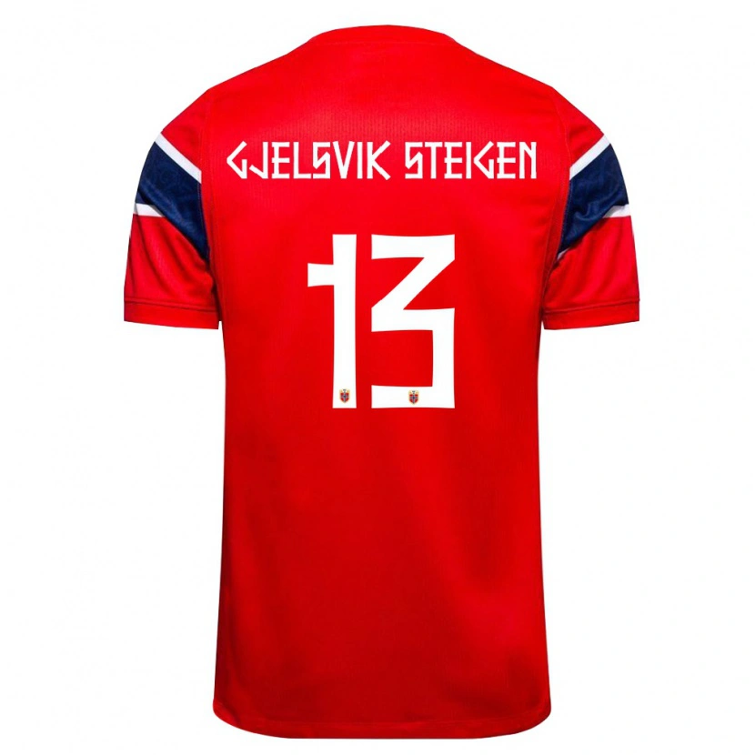 DanxenキッズノルウェーRasmus Gjelsvik Steigen#13赤 紺 白ホームシャツ26-28ジャージーユニフォーム