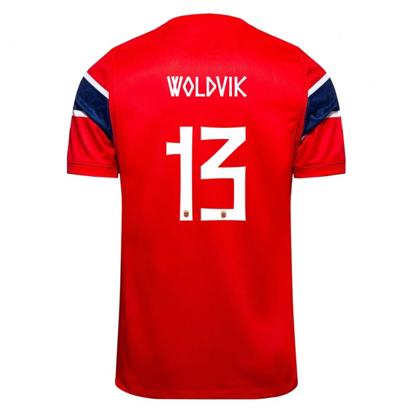DanxenキッズノルウェーEmilie Woldvik#13赤 紺 白ホームシャツ26-28ジャージーユニフォーム