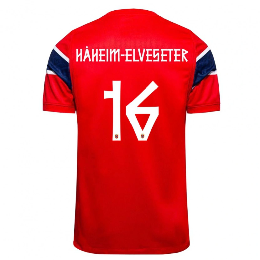 DanxenキッズノルウェーMartin Håheim-Elveseter#16赤 紺 白ホームシャツ26-28ジャージーユニフォーム