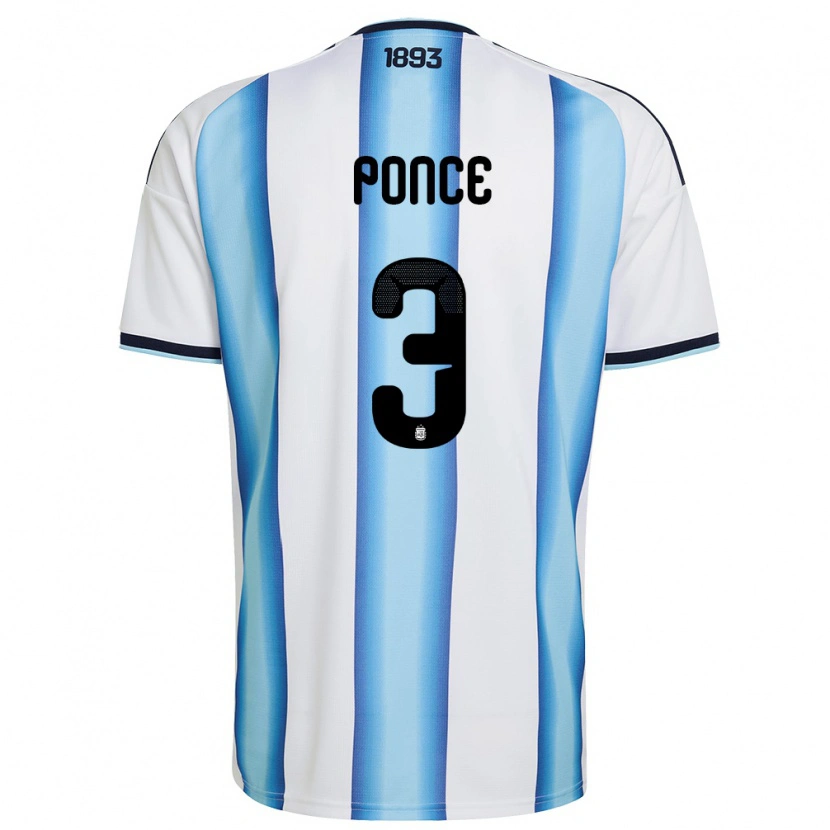 DanxenキッズアルゼンチンMauricio Ponce#3白 空色 紺ホームシャツ26-28ジャージーユニフォーム