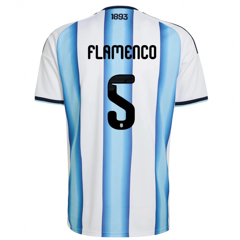 DanxenキッズアルゼンチンNahuel Flamenco#5白 空色 紺ホームシャツ26-28ジャージーユニフォーム