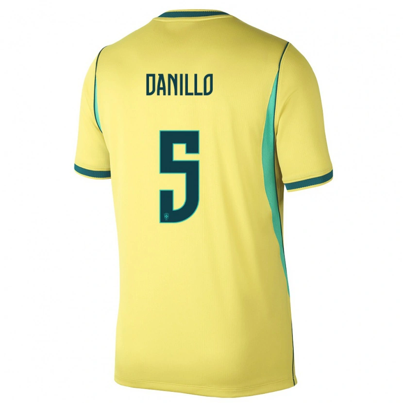Danxenキッズブラジルダニーロ・ルイス・ダ・シウバ#5黄 緑ホームシャツ26-28ジャージーユニフォーム
