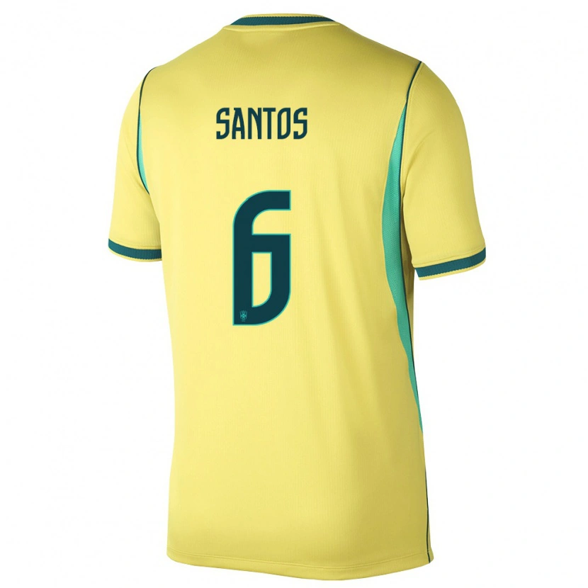 Danxenキッズブラジルドグラス・サントス#6黄 緑ホームシャツ26-28ジャージーユニフォーム