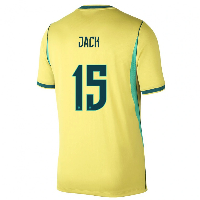 Danxenキッズブラジルフェリペ・ジャック#15黄 緑ホームシャツ26-28ジャージーユニフォーム
