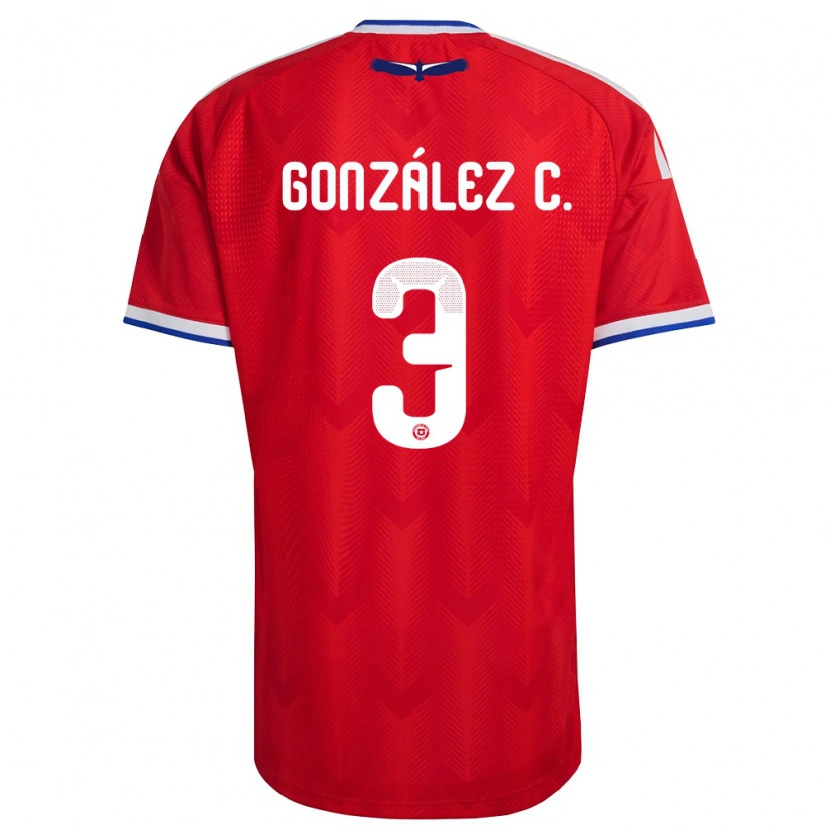 DanxenキッズチリTomás González C.#3赤 白 青ホームシャツ26-28ジャージーユニフォーム