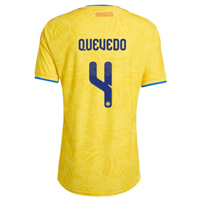 DanxenキッズコロンビアJuan Quevedo#4黄 青 赤ホームシャツ26-28ジャージーユニフォーム