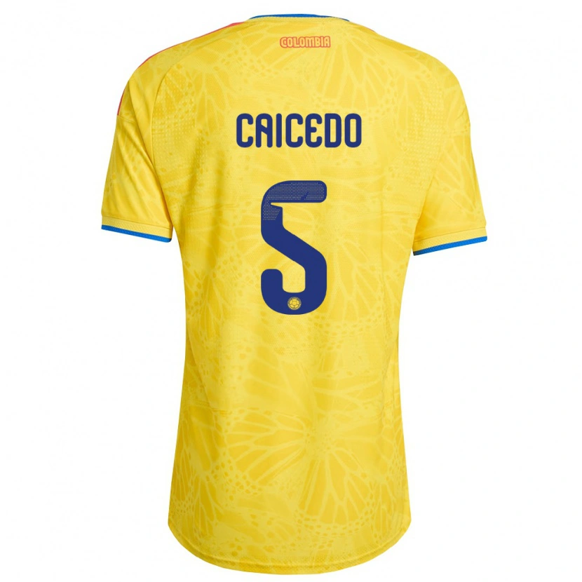 Danxenキッズコロンビアケリー・カイセド#5黄 青 赤ホームシャツ26-28ジャージーユニフォーム