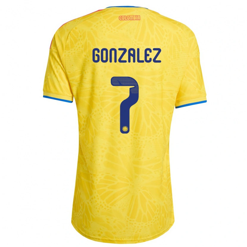DanxenキッズコロンビアCelis González#7黄 青 赤ホームシャツ26-28ジャージーユニフォーム