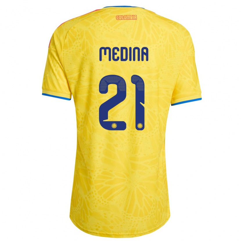 DanxenキッズコロンビアSimón Medina#21黄 青 赤ホームシャツ26-28ジャージーユニフォーム