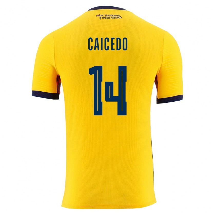Danxenキッズエクアドルカリーナ・カイセド#14黄 紺ホームシャツ26-28ジャージーユニフォーム