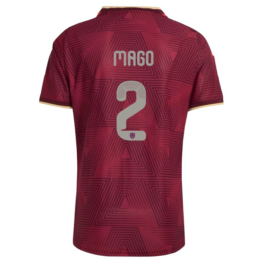 DanxenキッズベネズエラAlbert Mago#2バーガンディ 金 黄ホームシャツ26-28ジャージーユニフォーム