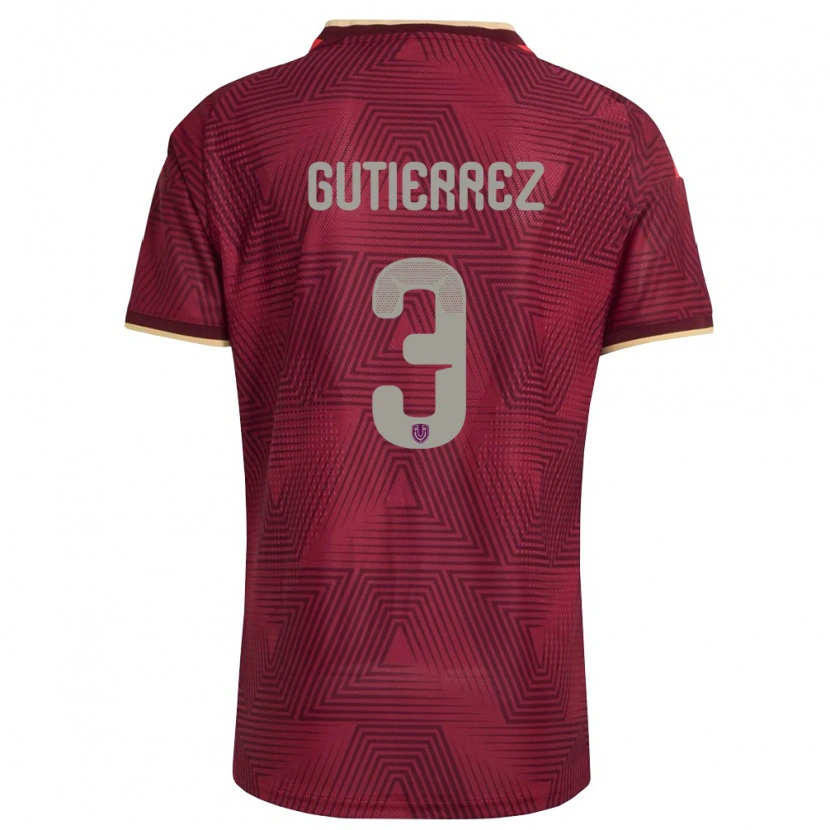 DanxenキッズベネズエラNairelis Gutiérrez#3バーガンディ 金 黄ホームシャツ26-28ジャージーユニフォーム