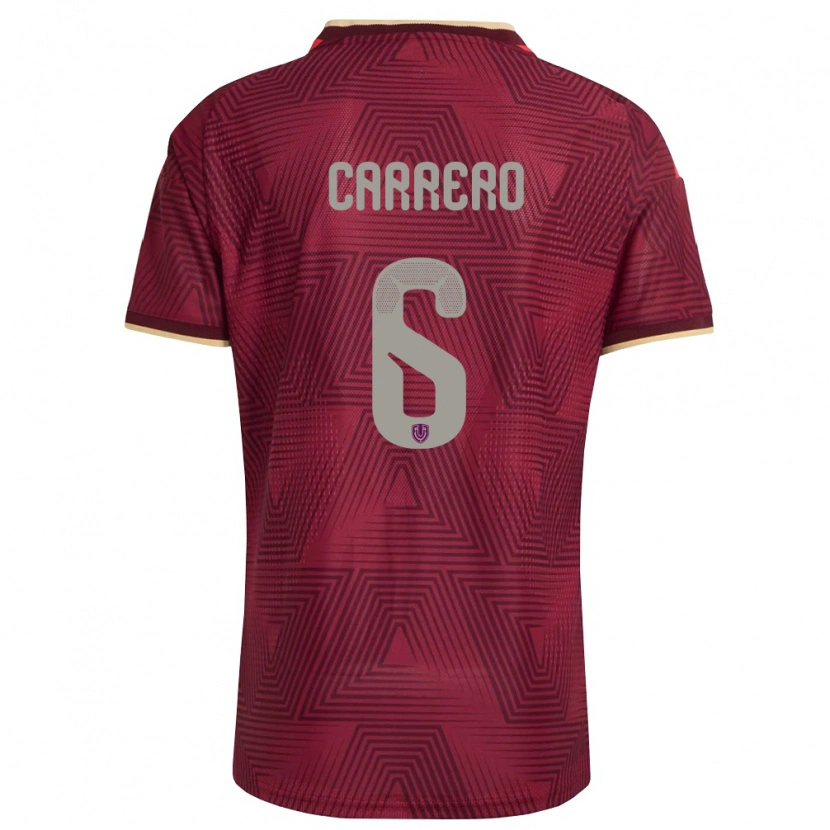 DanxenキッズベネズエラLuis Carrero#6バーガンディ 金 黄ホームシャツ26-28ジャージーユニフォーム