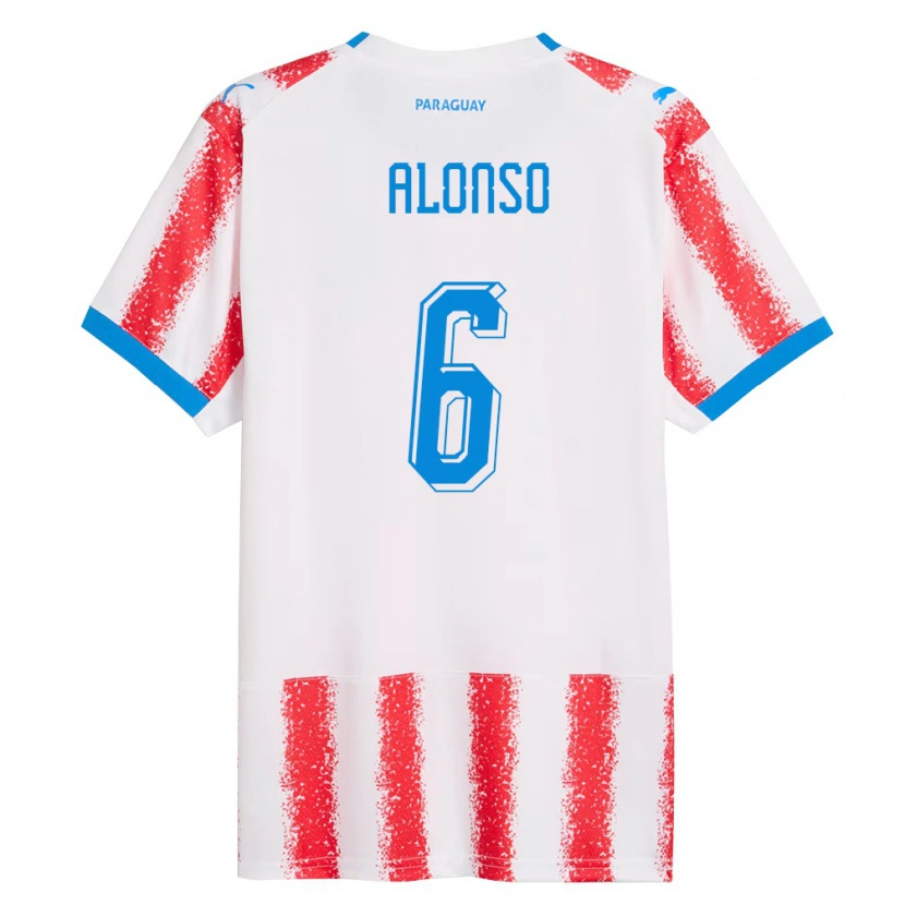Danxenキッズパラグアイフニオール・アロンソ#6白 赤 青ホームシャツ26-28ジャージーユニフォーム