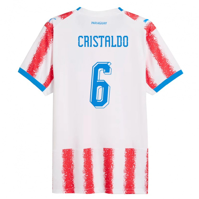 Danxenキッズパラグアイレオ・アリエル・クリスタルド・フロランタン#6白 赤 青ホームシャツ26-28ジャージーユニフォーム
