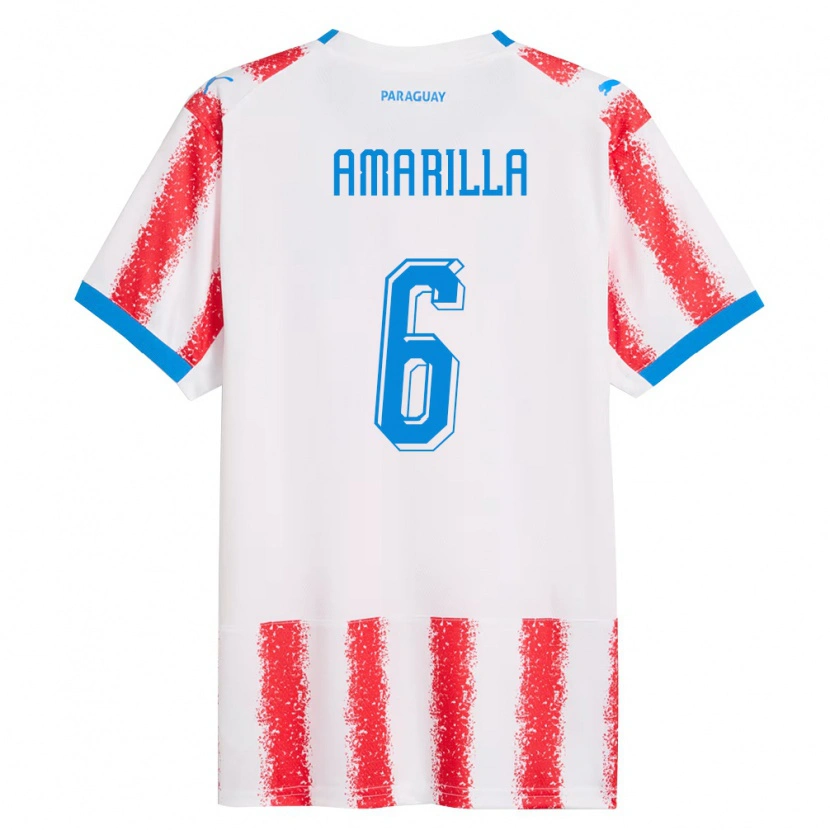 DanxenキッズパラグアイImanol Amarilla#6白 赤 青ホームシャツ26-28ジャージーユニフォーム