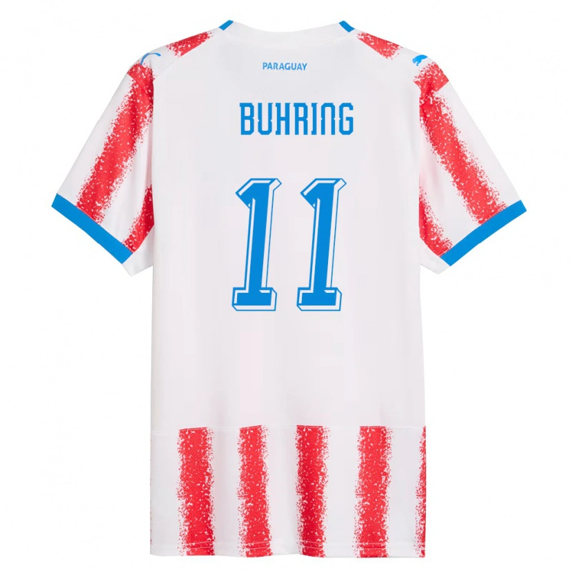 DanxenキッズパラグアイJosé Buhring#11白 赤 青ホームシャツ26-28ジャージーユニフォーム