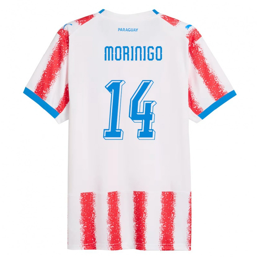 DanxenキッズパラグアイTobías Morinigo#14白 赤 青ホームシャツ26-28ジャージーユニフォーム