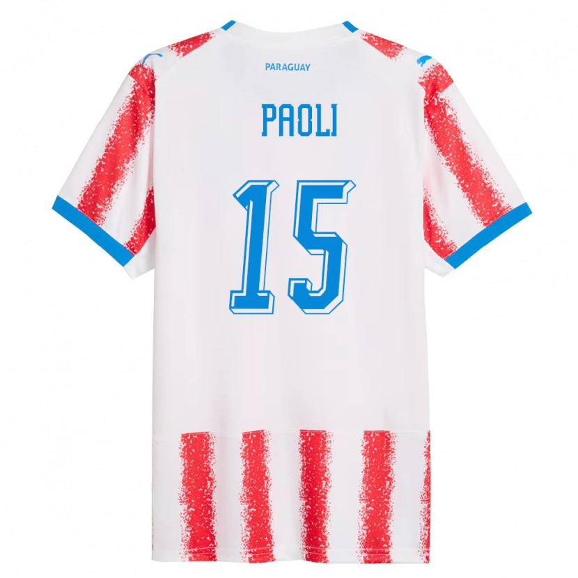 DanxenキッズパラグアイGadiel Paoli#15白 赤 青ホームシャツ26-28ジャージーユニフォーム