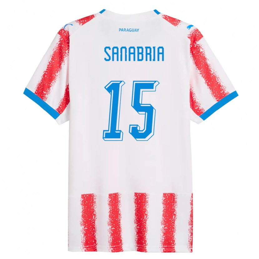 Danxenキッズパラグアイアルド・ニコラス・サナブリア・プリエット#15白 赤 青ホームシャツ26-28ジャージーユニフォーム