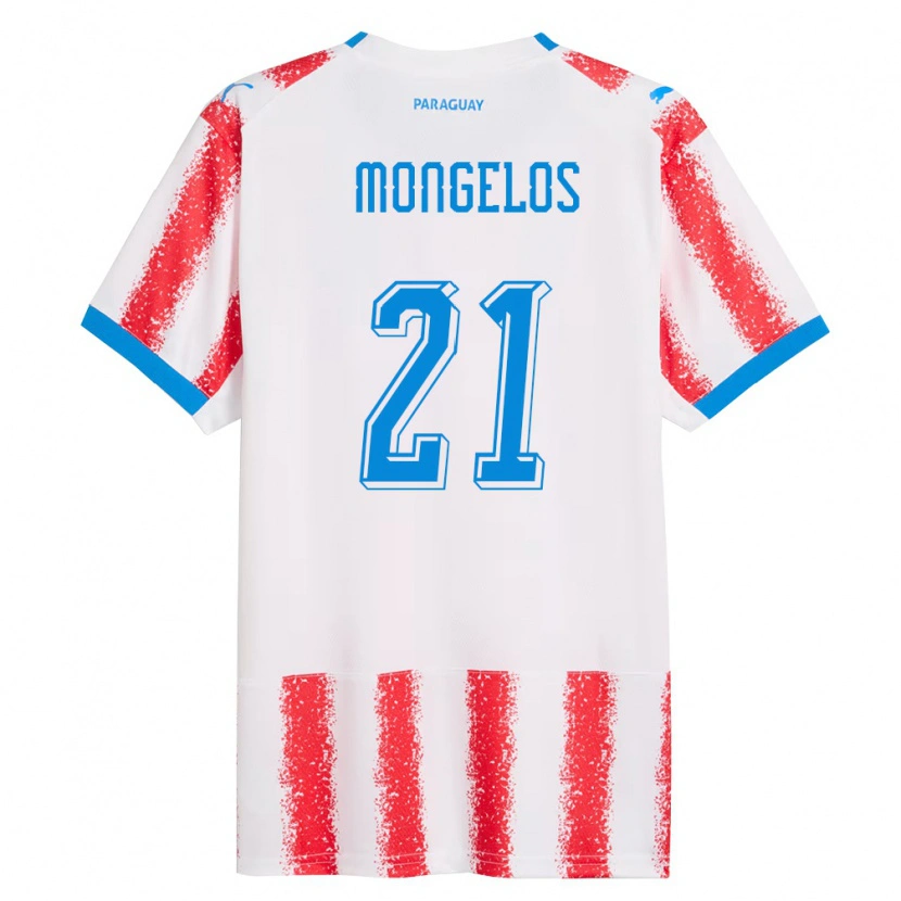 DanxenキッズパラグアイFrancisco Mongelos#21白 赤 青ホームシャツ26-28ジャージーユニフォーム