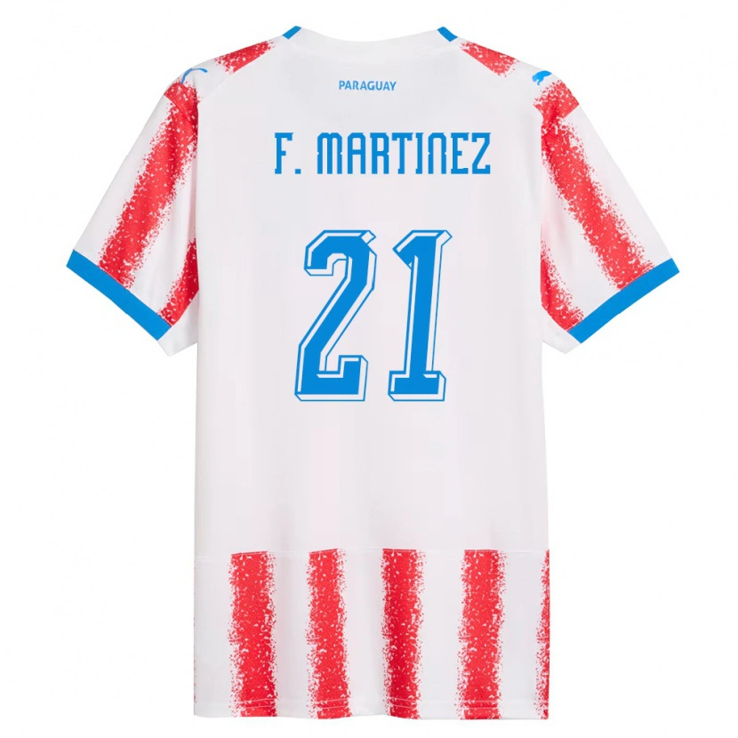 DanxenキッズパラグアイFiorela Martínez#21白 赤 青ホームシャツ26-28ジャージーユニフォーム