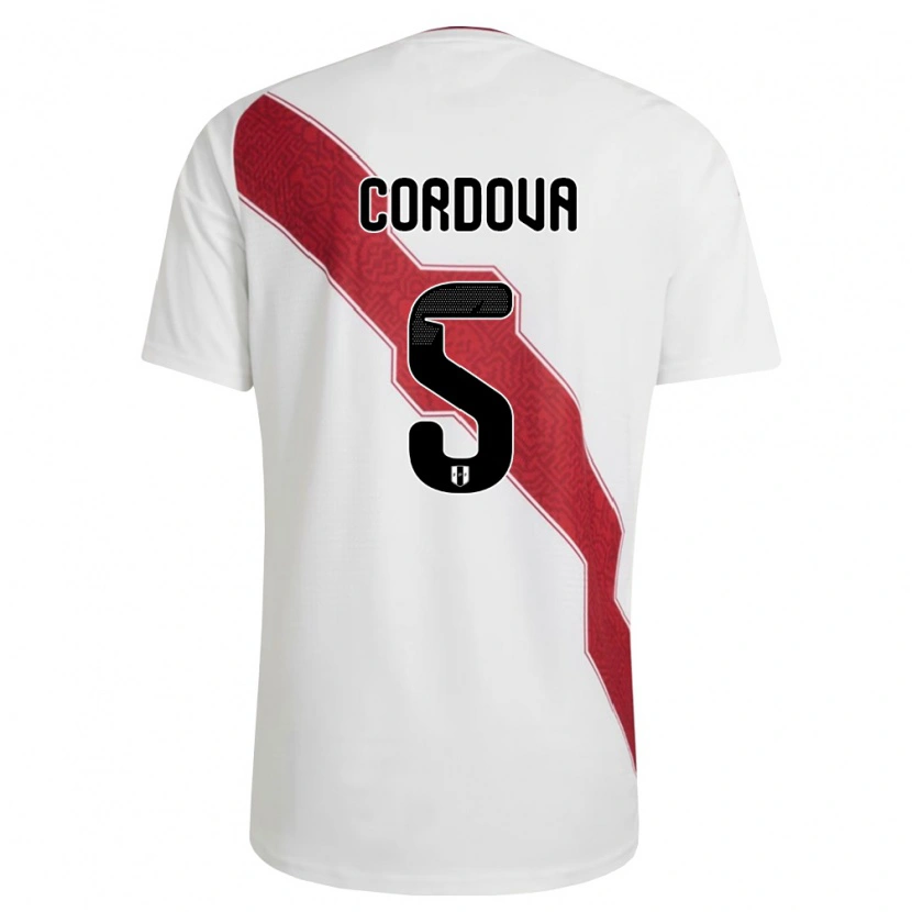 DanxenキッズペルーBryan Córdova#5白 赤 黒ホームシャツ26-28ジャージーユニフォーム