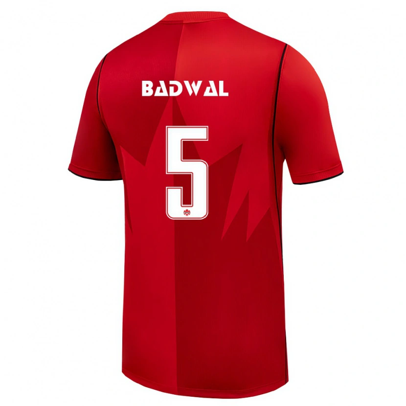 DanxenキッズカナダManav Badwal#5赤 白ホームシャツ26-28ジャージーユニフォーム