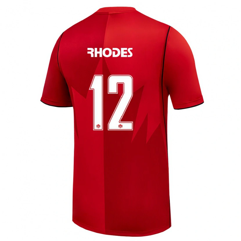 DanxenキッズカナダJames Rhodes#12赤 白ホームシャツ26-28ジャージーユニフォーム