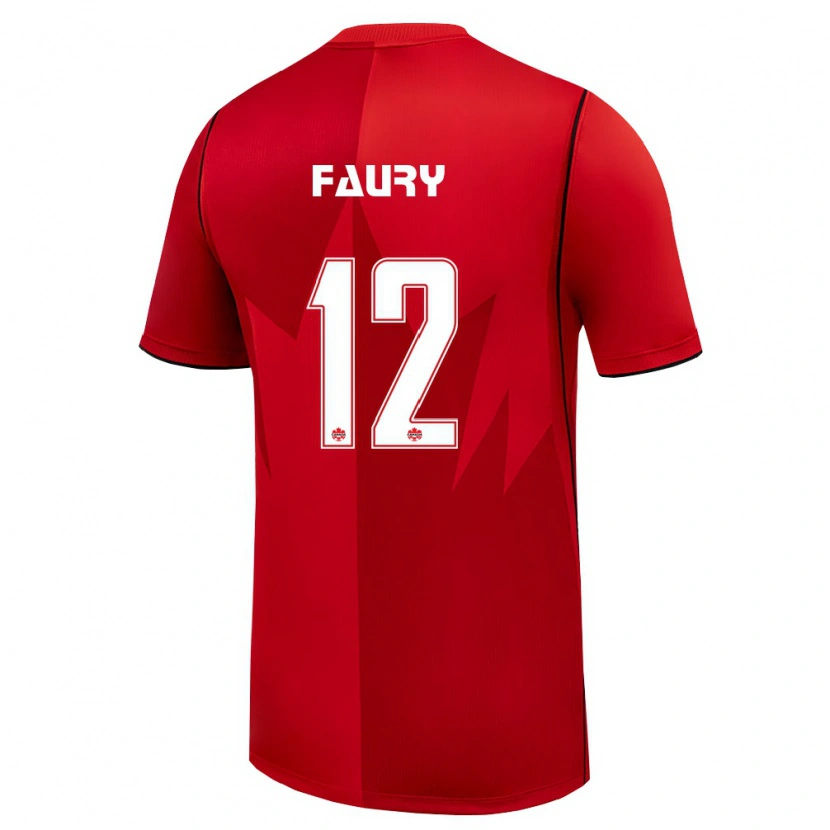 DanxenキッズカナダJolan Faury#12赤 白ホームシャツ26-28ジャージーユニフォーム