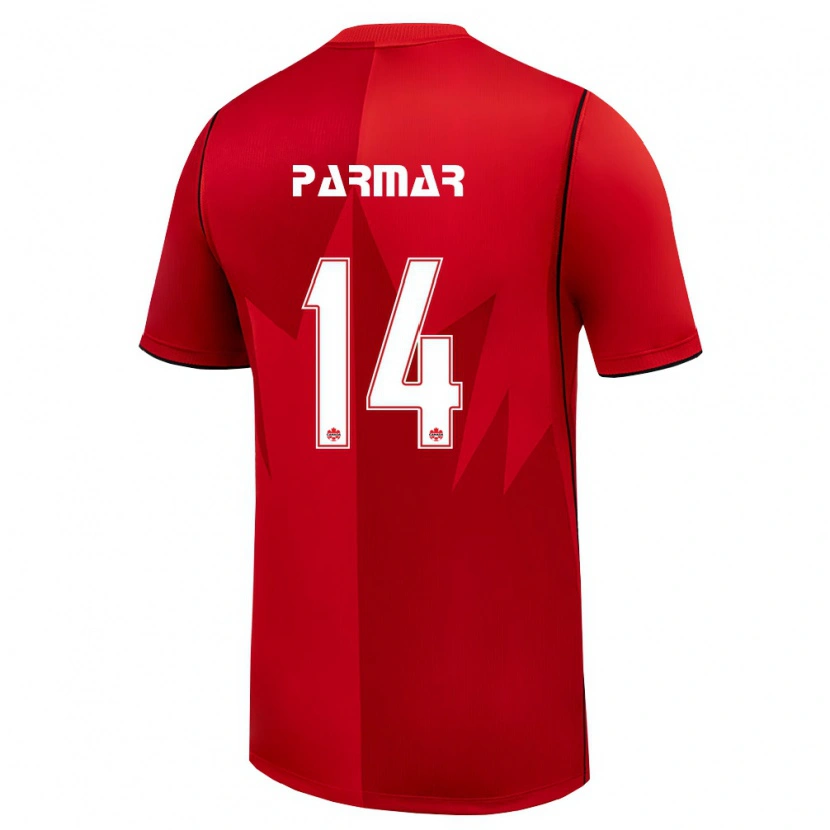 DanxenキッズカナダAryan Parmar#14赤 白ホームシャツ26-28ジャージーユニフォーム